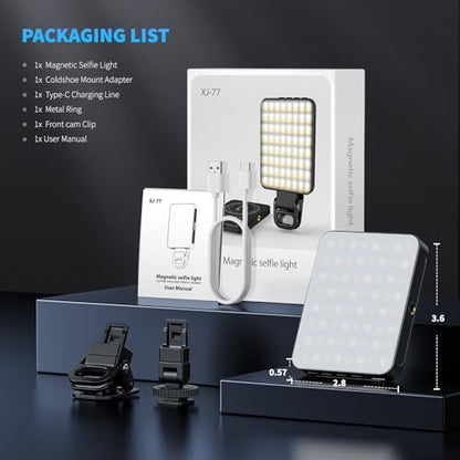 Magnetic Phone Selfie Light, 128 LED Fill Light Compatible with Magsafe iPhone, iPad, Laptop, Camera Video Light 2000mAh Recording Travel Photography