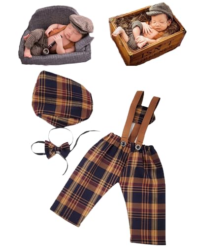 Newborn Baby Boy Suspender Pants Photo Outfits Gentleman Photography Outfit Girl - color: Color4