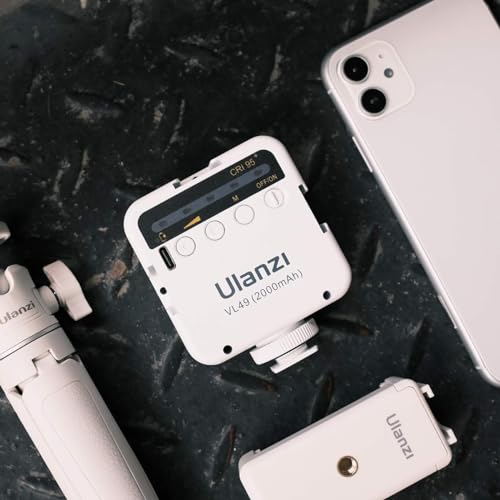 ULANZI VL49 2000mAh LED Video Light w 3 Cold Shoe, Rechargeable Soft Light Panel for DJI OSMO Mobile 3 Pocket Zhiyun Smooth 4 Sony RX100 VII Canon G7X Mark III A6400 6600 Action Camera 13 9 8 Vlogging - color: White