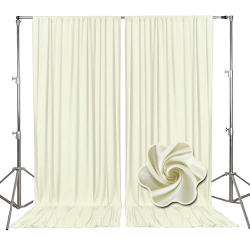 10ft x 10ft Ivory White Backdrop Curtains for Parties, Fabric Satin Background Curtain with Rod Pockets for Weddings, Birthday, Baby Shower, Photography, Graduation Party Backdrop Drapes, 2 Panels - color: Ivory White