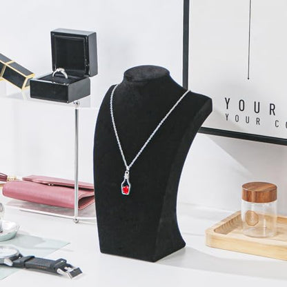 Necklace Bust Display Stand, Black Velvet Necklace Display Holder, Jewelry Necklace Organizer Rack for Home Use or Shop Show (9" Height) - color: Black Velvet, size: 9" Height (1pc)