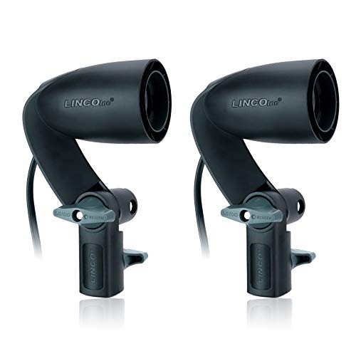 LINCO Lincostore 2 Pcs Photography Studio AC Fire-Resistant Socket Light Stand Mount Umbrella Holder E26/E27 Mini Cirrus 5310