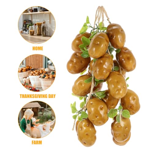 VALICLUD 4Pcs Artificial Potato Strings Lifelike Fake Potatoes Decoration for Farmhouse Kitchen Hanging Garland Photo Props 17.71X3.54X2.55 Inch