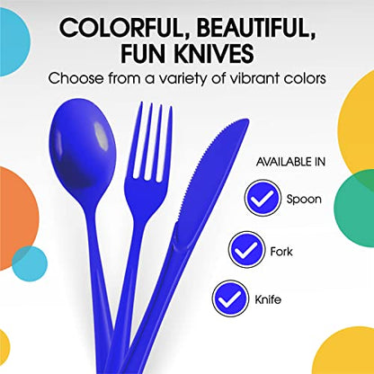Party Solids Dark Blue Plastic Forks 200 Pcs Dark Blue Forks Disposable Utensils Heavy Duty Plastic Cutlery Set Disposable Cutlery Sets Flatware Sets Silverware Set Party Supplies & Party Tableware - color: Dark Blue