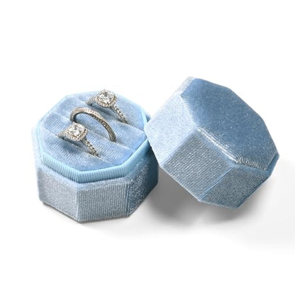 3 Slots Ring Box Velvet Ring Gift Box Wedding Day For Proposal, Engagement, Wedding, Mother's Day, Valentine's Day (Light Blue) - color: Light Blue