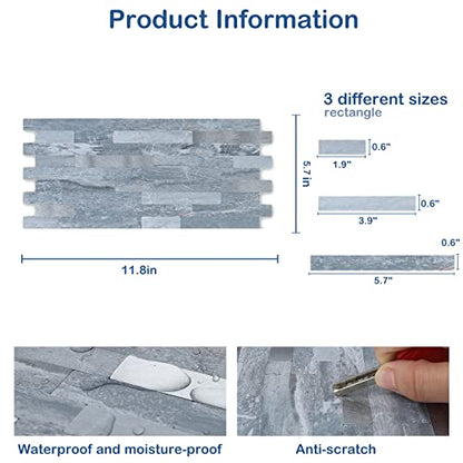 Midcard 20 Sheets Peel and Stick Backsplash PVC Wall Tile,for Kitchen Backsplash - color: Dark Blue With Metallic Silver, size: 20