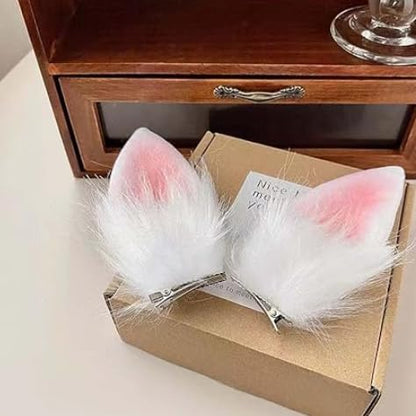 2pc Women Bunny Rabbit Ear for Easter Halloween Cosplay Costume Prop Hair Accessories s (White, Onesize)