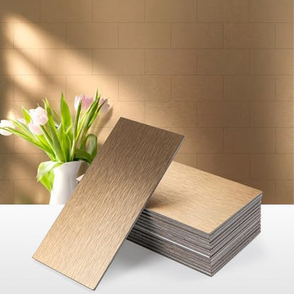 Vamos Tile 100-Piece Peel and Stick Backsplash Seamless Tile,3''x6'' Brushed Rose Gold Metal Subway Tile,Stick on Backsplash for Kitchen/Bathroom/Laundry Room - color: Brushed Rose Gold