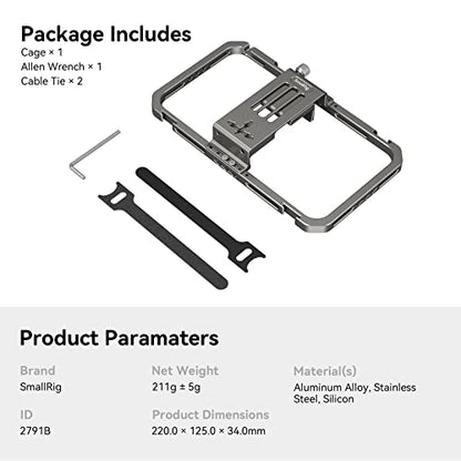 SmallRig Universal Smartphone Video Rig for iPhone 17 16 15 14 for Samsung, Filmmaking Vlogging Rig Aluminium Alloy Phone Video Cage Grip with Cold Shoe Mount for Videomaker Videographer - style: Cage