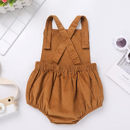 IMEKIS Baby Girls Boys Boho 1st Birthday Outfit Backless Overalls Romper for Cake Smash Photo Shoot - color: Brown One, size: 6-12 Months