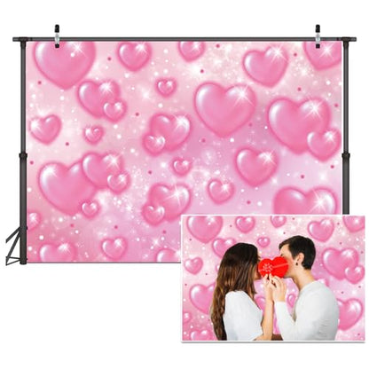 7x5ft Valentine's Day Backdrop Pink Heart Early 2000s Backdrop Mother's Day Wedding Bridal Shower Party Decor Banner - size: 7x5ft