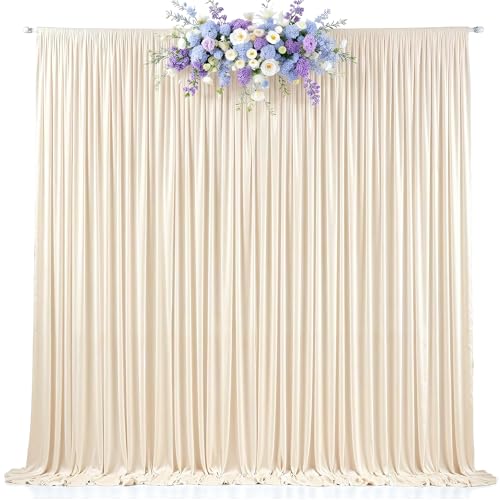 10ft x 8ft Photo Backdrop Curtains Champagne Wrinkle-Free Polyester Fabric Backdrop Drapes for Wedding Baby Shower Birthday Party Photography Background Decoration - color: Champagne, size: 5'(W) x 8'(H), 2 Panels