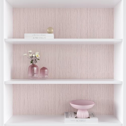 VEELIKE Pale Pink Grasscloth Peel and Stick Wallpaper Textured Grass Cloth Wallpaper 15.7''x354'' Removable Grasscloth Contact Paper Self Adhesive Pink Wall Paper for Bedroom Girls Room Bathroom - color: Pale Pink, size: 15.7" x 354"