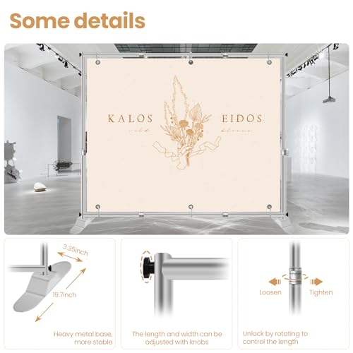 Jiang&Rong 10x10ft Heavy Duty Backdrop Stand Kit - Adjustable Step and Repeat Photo Banner Stand for Photography, Trade Shows, Photo Booths, Events(Silver) - color: Silver
