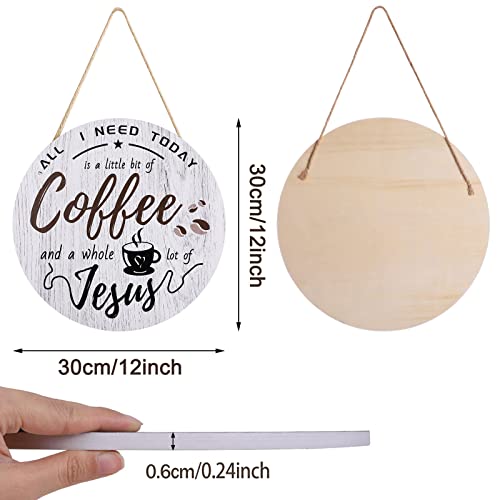 HMASYO Rustic Wood Coffee Bar Sign, 'A Little Coffee & Jesus', For Home, Office, Cafe, 12'' x 12'' - color: Coffee & Jesus-Rustic