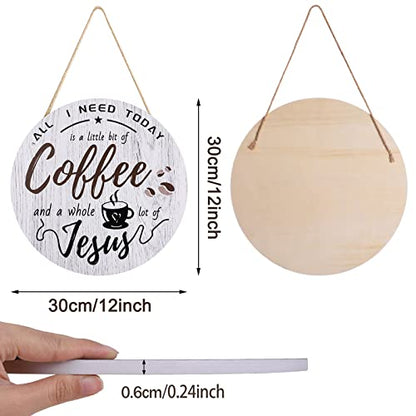 HMASYO Rustic Wood Coffee Bar Sign, 'A Little Coffee & Jesus', For Home, Office, Cafe, 12'' x 12'' - color: Coffee & Jesus-Rustic