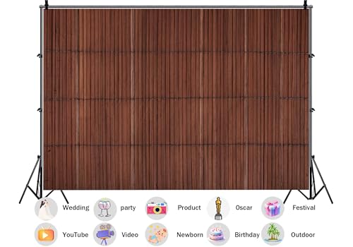 Dark Brown Bamboo Reed Mat Vertical Lines Backdrop Natural Wood Slat Texture Background for Asian Theme Party Decorations Zen Home Wall Decor Photo Studio Props 5X3ft Fabric - size: 5X3ft