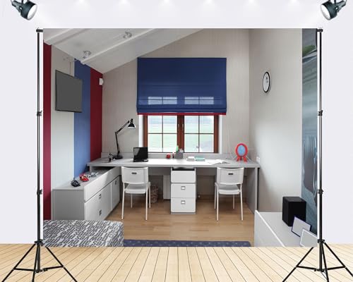 Trykid 15x8ft Modern Minimalist Home Office Backdrop Study Room Photography Background Student Online Learning Party Decor Photo Booth Prop Fabric Backdrop - size: 15x8ft