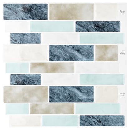10 Sheets Blue Peel and Stick Backsplash Tile for Kitchen 12"x12" Sage Green Self Adhesive Tile Sticker for Bathroom Peel and Stick on Backsplash Wall Tiles for Kitchen Bathroom Shower Walls