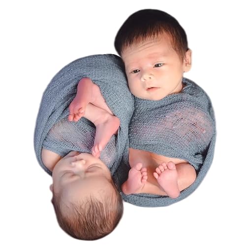 Zeroest Newborn Photo Prop Stretch Knit Wrap for Baby Photography Newborn Photoshoot Outfits Boys Girls Posing Blanket (Light Grey) - color: Light Grey