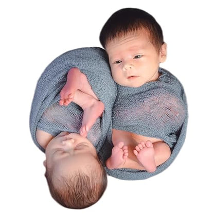 Zeroest Newborn Photo Prop Stretch Knit Wrap for Baby Photography Newborn Photoshoot Outfits Boys Girls Posing Blanket (Light Grey) - color: Light Grey