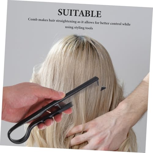 2pcs V-shaped Hair Straightening Comb Professional Black Hairdressing Tools for Touch-up