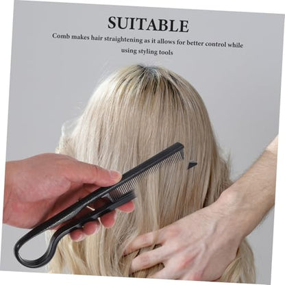 2pcs V-shaped Hair Straightening Comb Professional Black Hairdressing Tools for Touch-up