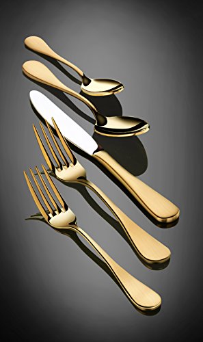 Artaste 56907 Rain 18/10 Stainless Steel Flatware 36-Piece Set, Gold Finish, Service for 12 - color: Gold