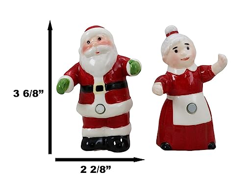 Ebros Gift 'Tis The Season Dancing Mr And Mrs Santa Claus Christmas Couple Salt And Pepper Shakers Set Ceramic Figurines Party Kitchen Tabletop Collectible Prop Jolly Holiday Decorative