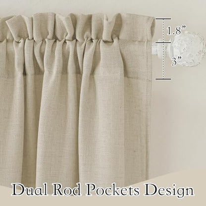 RYB HOME Sheer Curtains Linen Texture Living Room Bedroom Sliding Glass Door, Beige, W 52 x L 95, 2 Panels - color: Beige, size: 52"W x 95"L (Pack of 2)