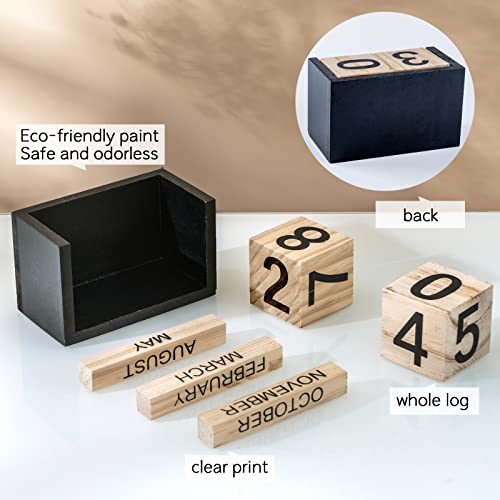 Notakia Wooden Gaobei Desk Blocks Calendar Perpetual Block Month Date Display (Large Black Wood Color) - color: Black Wood Large