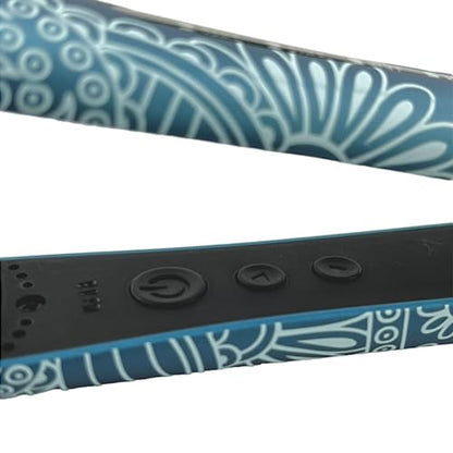 CAJ Beauty Flip & Bend Style Iron in Sapphire Paisley, Thermatru Technology, 1" Titanium Floating Teeth Comb, Automatic Shut-Off, Color-Coded LED Lights for Easy Temperature Indication - color: Sapphire Paisley