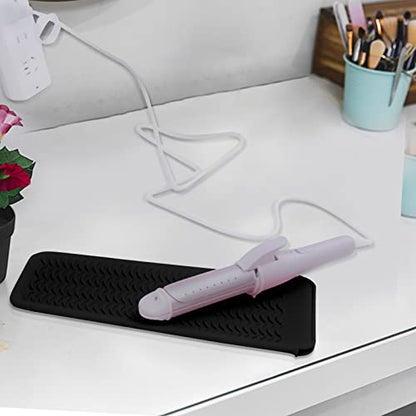 1Pack Silicone Heat Resistant Mat Pouch for Hair Straightener, Curling Iron, Flat Iron and Hot Hair Tools Black - color: Black, size: 1 Pack