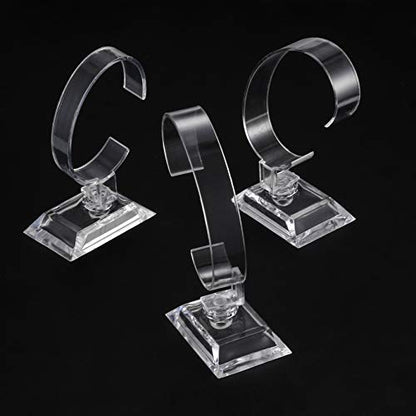 10 Pcs Watch Display Stand Holder, 4 inch/3.5 inch Clear Plastic Watch Display Stand Rack, Round Transparent Bracelet Stand Holder