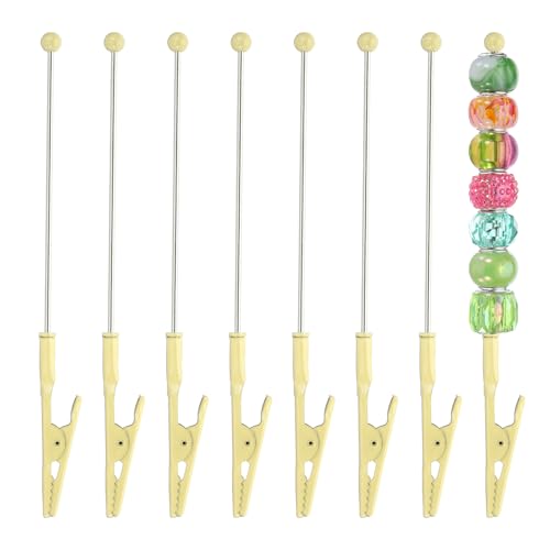PATIKIL Long-Tailed Alligator Clamp, 8 Pcs 5.3 inch/135mm Metal Wire Alligator Clamp Beadable Alligator Photo Clips for Picture Note Menu Memo DIY Decor Crafts, Yellow - color: Yellow