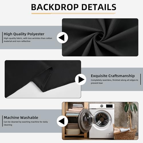 Black Backdrop,5x7FT Black Photo Backdrop for Photography Background Backdrops Curtain for Portraits Studio Photoshoot Halloween Party Screen Video Recording - color: Black, size: 5x7FT