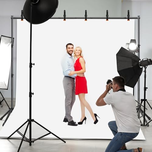 3-in-1 Backdrop Stand Kit 10x8.5 ft for Photography Studio, T-Shape Backdrop Stand for Wedding Parties, Background Stand for Photo Video Studio with Carring Bag, 6 Clamps, 2 Sandbags - size: 10x8.5 Ft