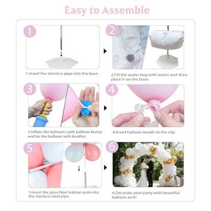 Balloon Arch Kit, 10FT Wide 9FT High Adjustable Balloon Arch Stand with Water Fillable Bases & Balloon Clips, Sturdy Arch Backdrop Stand for Birthday Wedding Baby Shower Graduation Party Decorations