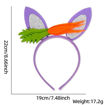 Dzrige Bunny Ear Headbands with Carrot Easter Rabbit Ear Carrot Headbands Cute Rabbit Ears Headpiece for Easter Pring Outing Costume Cosplay Party Decoration
