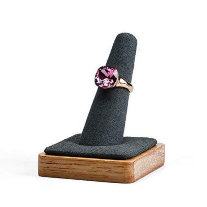 Oirlv Single Finger wooden ring display stand Jewelry Showcase Display Holder (Grey)