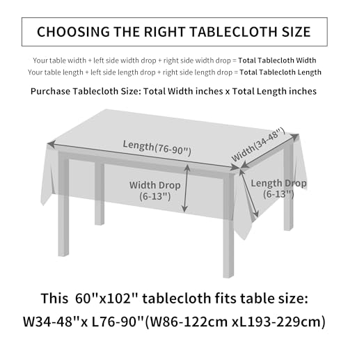 Natural Linen Rectangle Tablecloth, Slubby Textured Fall Lightweight Table Cloth 60 x 102 Inch, Water Resistant Stain Resistant Farmhouse Burlap Table Cover for Kitchen Dining Room, Taupe - color: Taupe, size: 102" x 60" (Rectangular) (1 Pack)