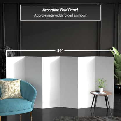 4 ft. Short White Temporary Cardboard Folding Screen - 6 Panels - size: 4 ft Short - 6 Panel