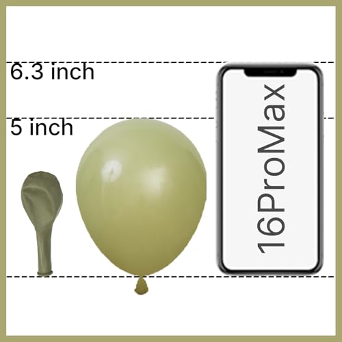 PartyWoo Sage Green Balloons 50 pcs 5 Inch Small Mini Matte Sage Olive Green Boho Neutral Eucalyptus Latex Balloons for Wedding Baby Shower Gender Reveal Birthday Party Decorations Green-F11 - color: Green-f11, size: 5 inch