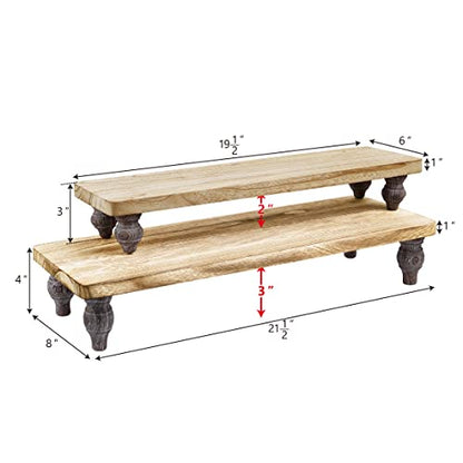 Ikee Design 2 Pcs Set Wooden Display Riser, Wood Cupcake Dessert Display Riser, Countertop Dessert Serving Stand, Cake Riser Stands - color: Oak