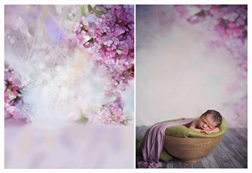Laeacco Floral Background 5x7ft Oil Painting Watercolor Drawing Wall Flowers Photography Background Light Blooming Spring Cherry Blossoms Abstract Photo Studio Backdrop Bokeh Children Photos - size: 5x7FT