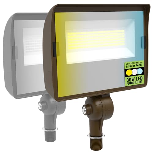 Select LED Flood Light with Photocell, 10W/20W/30W Wattage Selectable, 3900 Lumen, 3000K/4000K/5000K CCT, IP65 Waterproof, UL Certified Outdoor Security Light for Yard, Driveway (Knuckle Mount) - color: 30 Watts
