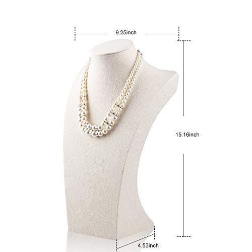 Oirlv Linen Necklace Display Bust 3D Necklace Organizer Jewelry Display Holder (H-15.28inches) - size: H-15.28inches