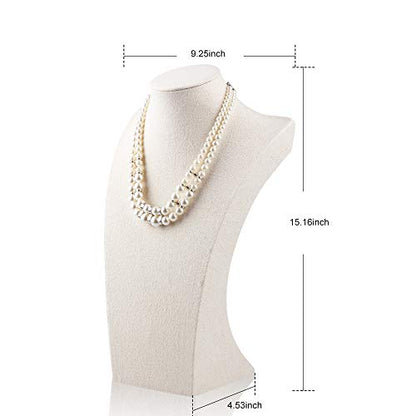 Oirlv Linen Necklace Display Bust 3D Necklace Organizer Jewelry Display Holder (H-15.28inches) - size: H-15.28inches