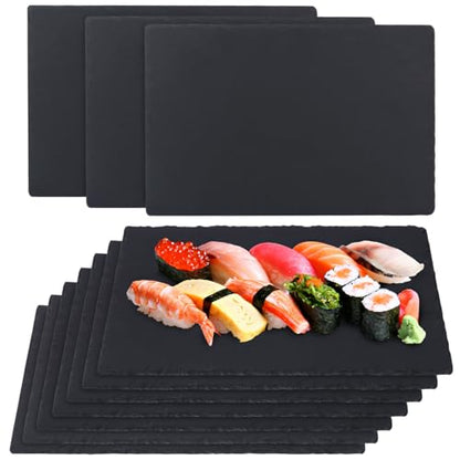 10 Pack 12 x 8 Inch Slate Cheese Boards, Black Rectangle Slate Charcuterie Boards, Natural Charcuterie Stone Plates for Parties, Gifts, and Special Events, Cheese, Sushi, Food. - size: 10 Pack 12 x 8 Inch