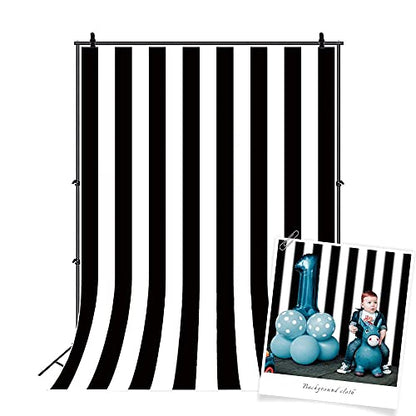 AOFOTO 12x10ft Black and White Striped Backdrop Baby Adult Birthday Party Decoration Wedding Photography Background Cloth Kids Girl Boy Portrait Photo Studio Props Baby Shower Banner Vinyl Wallpaper - size: 12x10ft
